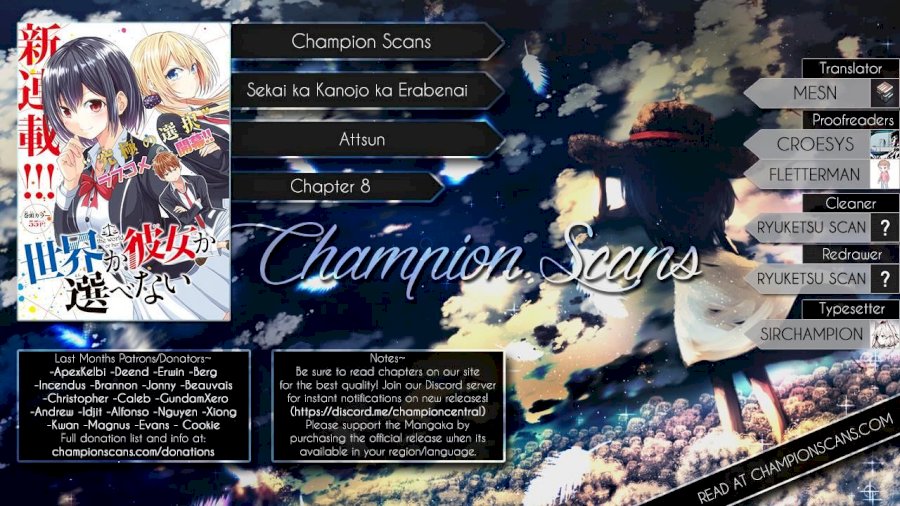 Sekai ka Kanojo ka Erabenai Chapter 8 Page 1
