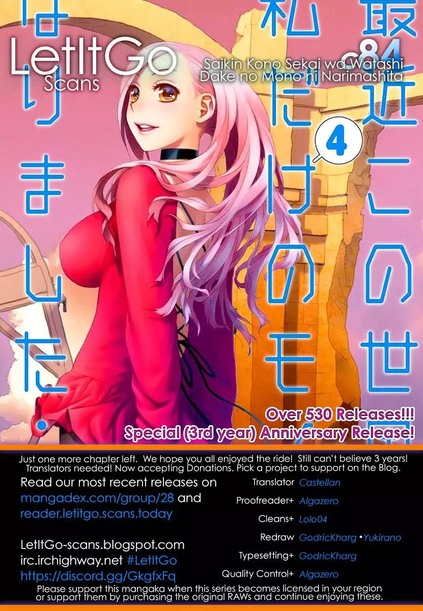 Saikin Kono Sekai wa Watashi dake no Mono ni Narimashita…… Chapter 84 Page 1